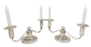 Thune Norwegian Silver Pair of 2-Light Candelabra in Mid-Century Modern Jensen Style