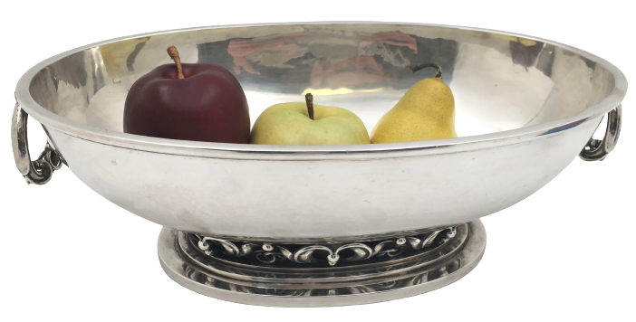 Heimburger Danish Silver Hammered Centerpiece Bowl in Mid-Century Modern Jensen Style