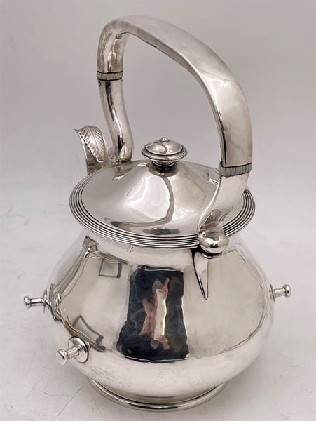 Arthur Stone Sterling Silver Arts & Crafts Hammered Kettle on Stand