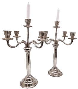 German Continental Silver Pair of 5-Light Candelabra in Jugendstil Style