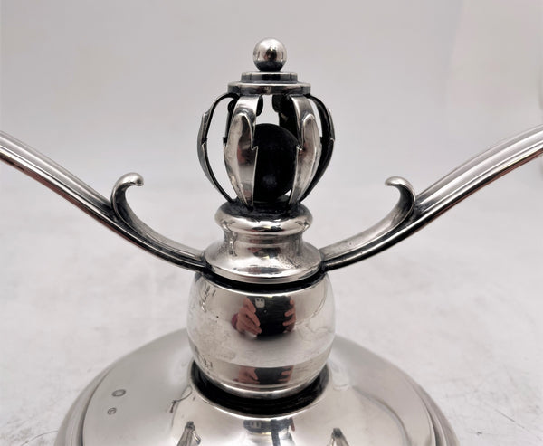 Danish Silver 2-Light Candelabra/ Oil Lamps in Jensen Mid-Century Modern Style