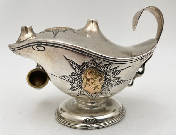 Shiebler Mixed Metal Sterling Silver Cigar Lighter from Late 19th Century in Neoclassical Style