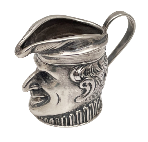 New Orleans Silversmiths Human Long Nosed Sterling Silver Creamer / Toby Jug