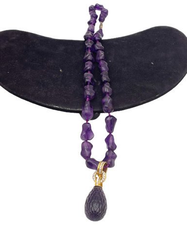 Italian Amethyst, Diamond, and Gold Necklace