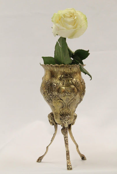 Pair of Vermeil Continental Silver Footed Vases