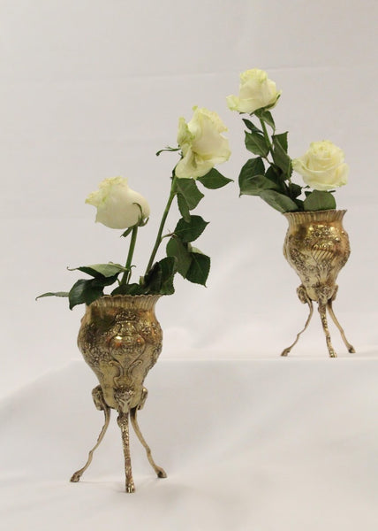 Pair of Vermeil Continental Silver Footed Vases