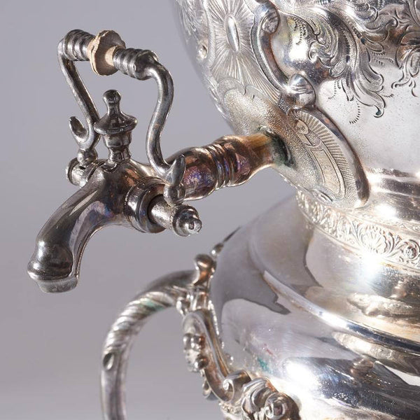 Monumental Silver Tea Urn Samovar in Victorian Style