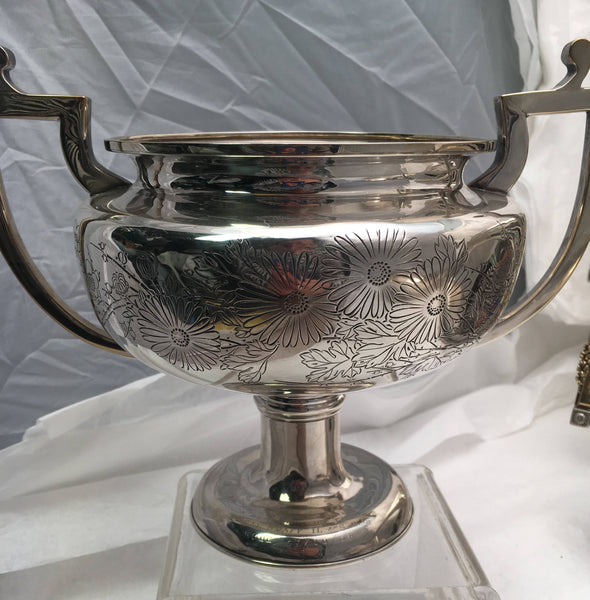 Japanese High Grade Silver Two Handled Bowl / Trophy Bowl