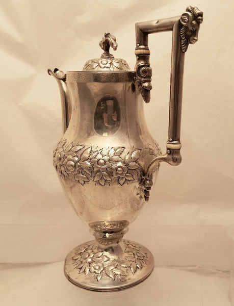 Kirk Antique Coin Silver Coffee / Tea Pot in Repousse Pattern