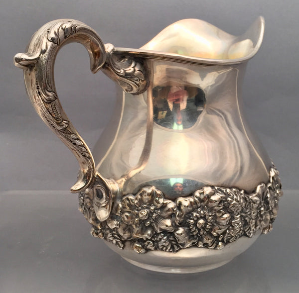 Sterling Silver Pitcher With Floral Decoration by Hamilton & Diesinger