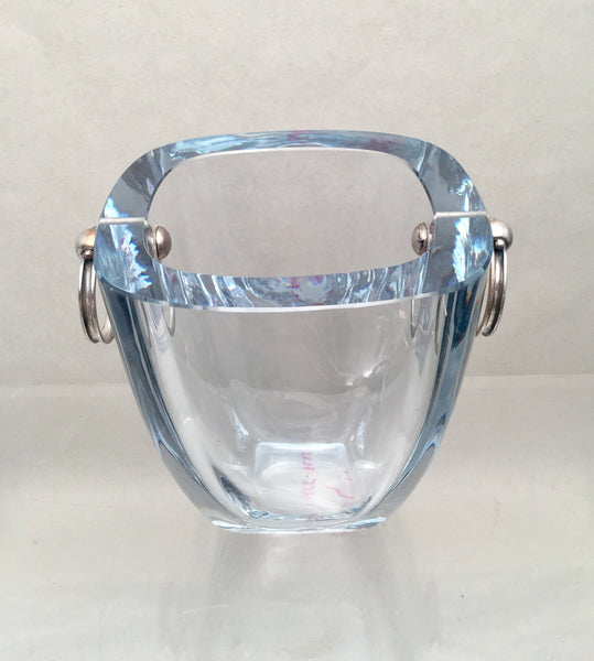 Danish Glass and Sterling Silver Ice Bucket for Bar Set