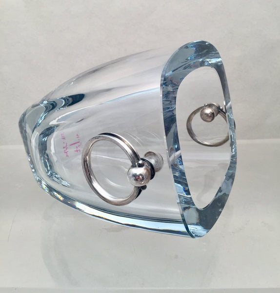 Danish Glass and Sterling Silver Ice Bucket for Bar Set