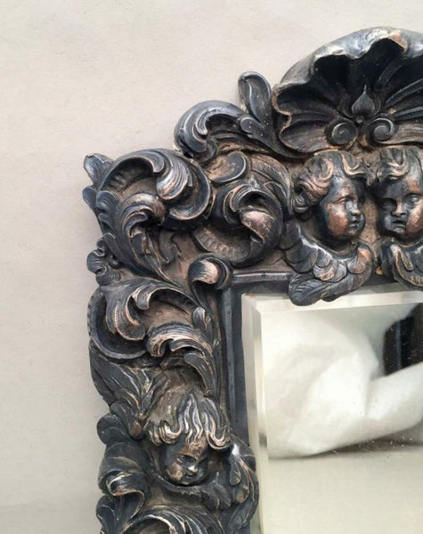 Silver Decorative Mirror With Cherubs