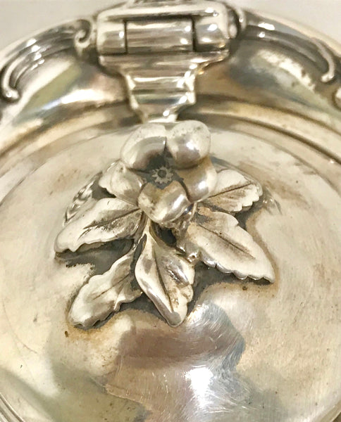 Sterling Silver Mustard Pot with Cobalt Glass Liner